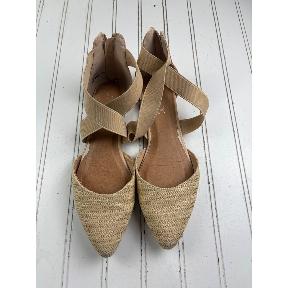 Sugar Vintage Y2K Woven Straw Ankle Strap Ballet Flats Women's Size 8.5 - Picture 3 of 9